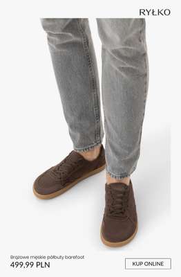 Brązowe męskie półbuty barefoot
