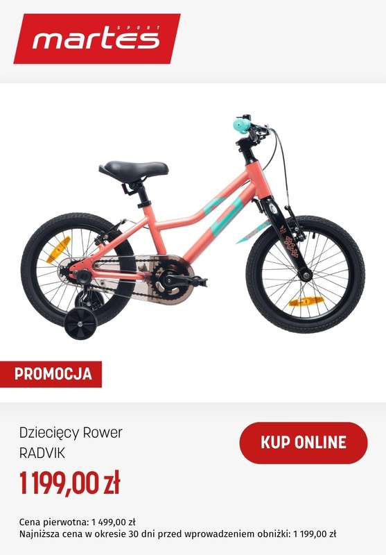 Martes Sport - gazetka promocyjna Rowery dziecięce w supercenach od środy 22.04  - strona 11