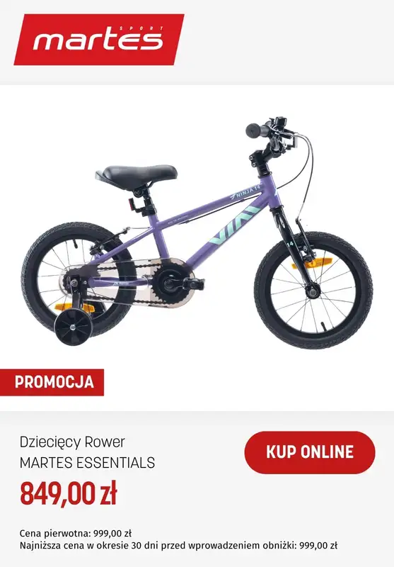 Martes Sport - gazetka promocyjna Rowery dziecięce w supercenach od środy 22.04  - strona 9