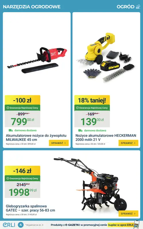 ERLI - gazetka promocyjna Czas na ogród i majsterkowanie! Sprawdź hity tygodnia na ERLI! od poniedziałku 20.04 do niedzieli 26.04 - strona 4