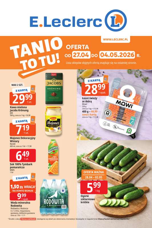 Leclerc - gazetka promocyjna Oferta E.Leclerc I Tanio to tu! od poniedziałku 27.04 do poniedziałku 04.05