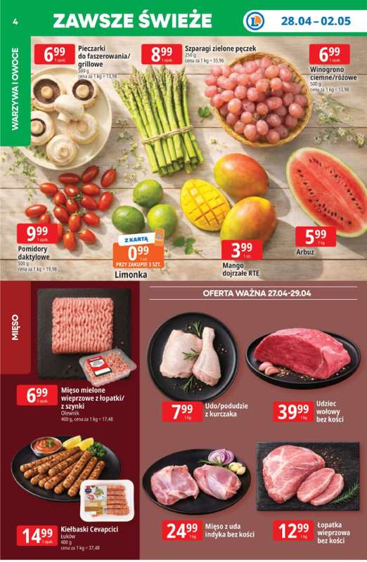 Leclerc - gazetka promocyjna Oferta E.Leclerc I Tanio to tu! od poniedziałku 27.04 do poniedziałku 04.05 - strona 4