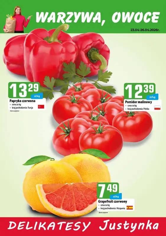 Delikatesy Justynka - gazetka promocyjna Plakaty promocyjne od czwartku 23.04 do niedzieli 26.04