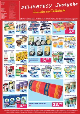 Delikatesy Justynka - gazetka promocyjna Gazetka od czwartku 23.04 do środy 29.04