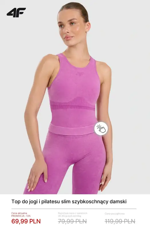 4F - gazetka promocyjna Ubrania do jogi i pilatesu do -30% od czwartku 23.04  - strona 9