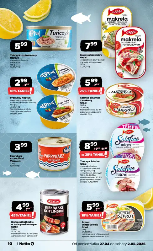 Netto - gazetka promocyjna Gazetka Spożywcza od poniedziałku 27.04 do soboty 02.05 - strona 10