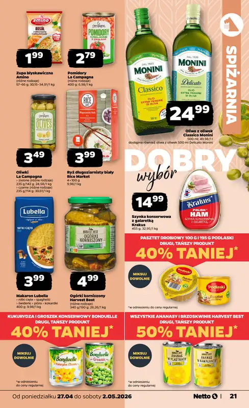 Netto - gazetka promocyjna Gazetka Spożywcza od poniedziałku 27.04 do soboty 02.05 - strona 21