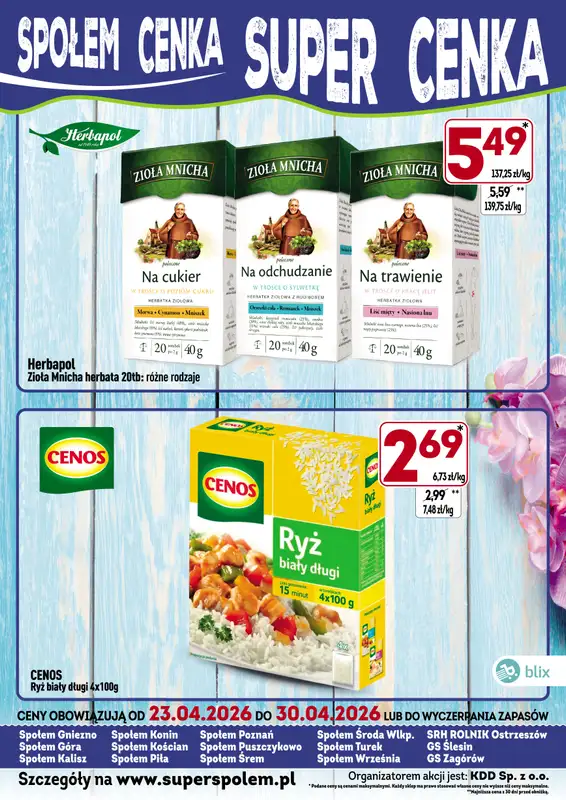 Społem - Blisko i Korzystnie - gazetka promocyjna Społem Cenka Super Cenka od piątku 24.04 do czwartku 30.04 - strona 4
