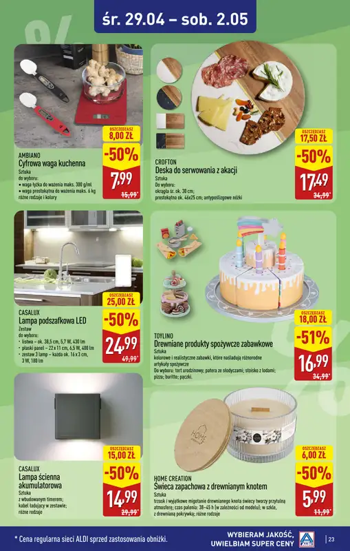 Aldi - gazetka promocyjna Kraków, ul.Komandosów 8: WIELKIE OTWARCIE już w ŚRODĘ: 29.04! od środy 29.04 do soboty 02.05 - strona 23