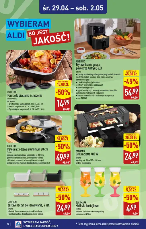 Aldi - gazetka promocyjna Kraków, ul.Komandosów 8: WIELKIE OTWARCIE już w ŚRODĘ: 29.04! od środy 29.04 do soboty 02.05 - strona 22