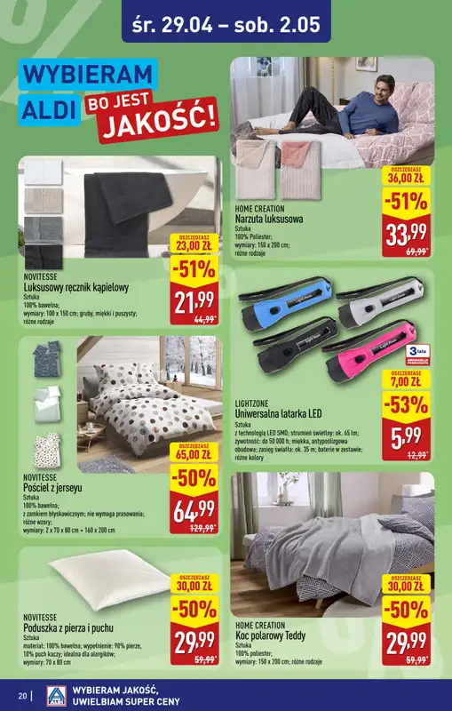 Aldi - gazetka promocyjna Kraków, ul.Komandosów 8: WIELKIE OTWARCIE już w ŚRODĘ: 29.04! od środy 29.04 do soboty 02.05 - strona 20