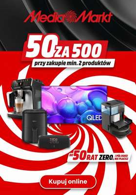 Media Markt - gazetka promocyjna 50zł zniżki za wydane 500 zł od piątku 24.04 do środy 29.04