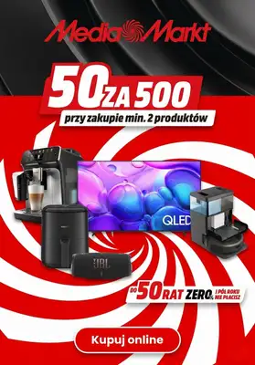 Media Markt - gazetka promocyjna 50zł zniżki za wydane 500 zł od piątku 24.04 do środy 29.04