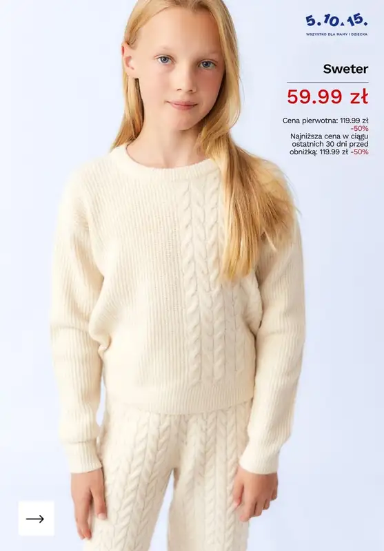 5.10.15 - gazetka promocyjna PROMOCJE na dziecięce swetry od piątku 24.04  - strona 7