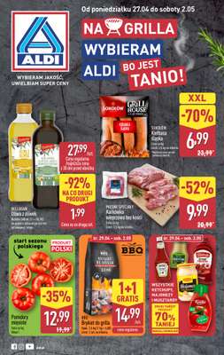 Aldi - gazetka promocyjna Wielkie grillowanie w super cenach Aldi! od poniedziałku 27.04 do soboty 02.05