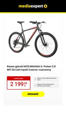 Rower górski MTB INDIANA X-Pulser 2.9 M17 29 cali męski Czarny-czerwony