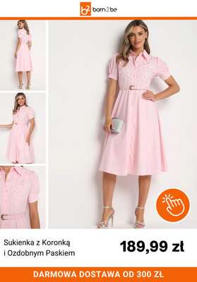 Sukienka z Koronką i Ozdobnym Paskiem