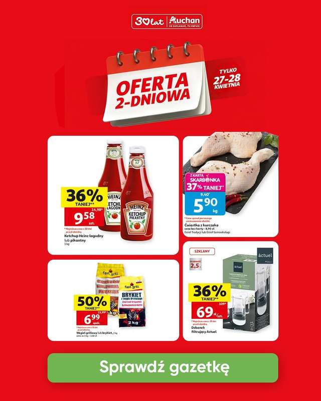 Auchan - gazetka promocyjna Oferta 2-dniowa od poniedziałku 27.04 do wtorku 28.04