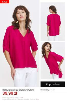 Różowa bluzka z dłuższym tyłem