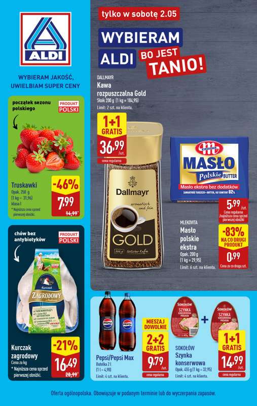 Aldi - gazetka promocyjna Najlepsze oferty na sobotę w Aldi! od soboty 02.05 do soboty 02.05