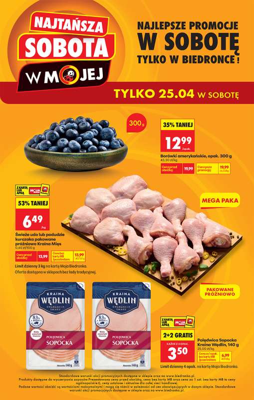 Biedronka - gazetka promocyjna Najtańsza sobota od soboty 25.04 do soboty 25.04