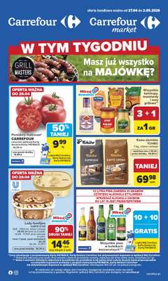 Carrefour - gazetka promocyjna Gazetka Carrefour od poniedziałku od poniedziałku 27.04 do soboty 02.05