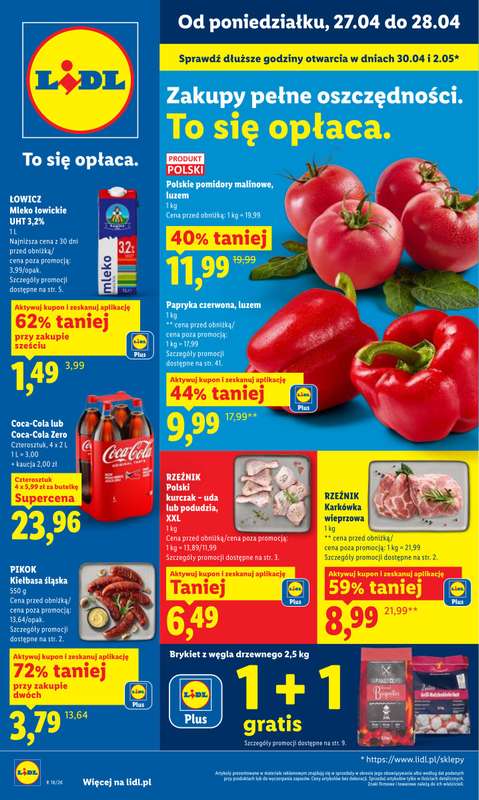 Lidl - gazetka promocyjna Oferta od poniedziałku od poniedziałku 27.04 do wtorku 28.04