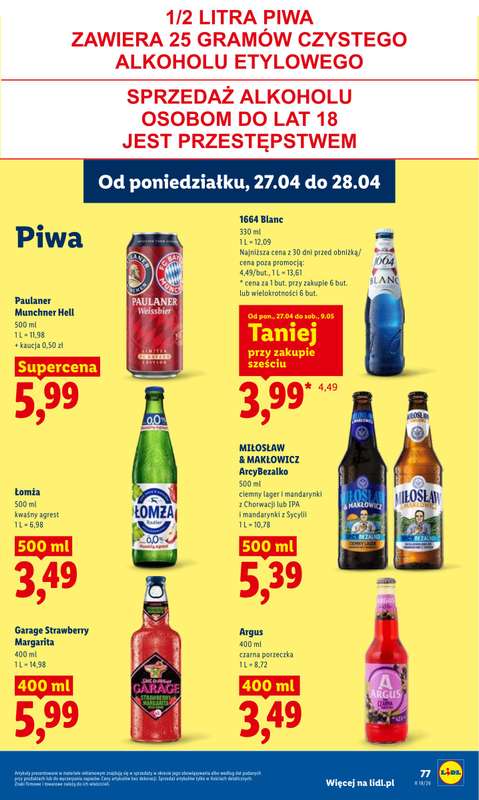 Lidl - gazetka promocyjna Oferta od poniedziałku od poniedziałku 27.04 do wtorku 28.04 - strona 77