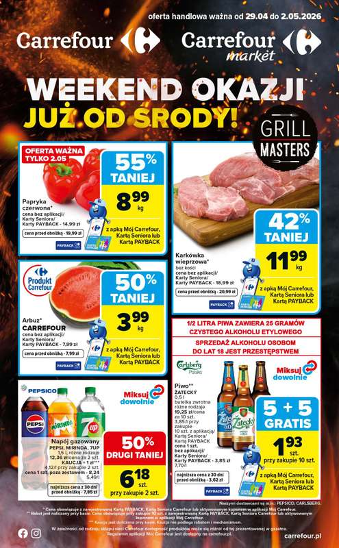 Carrefour - gazetka promocyjna Gazetka Weekend okazji już od środy od środy 29.04 do soboty 02.05