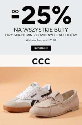 CCC - gazetka promocyjna Do -25% na wszystkie buty przy zakupie min. 2 produktów od poniedziałku 27.04 