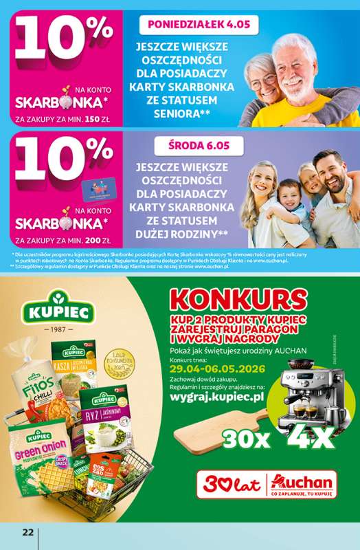 Auchan - gazetka promocyjna Gazetka 30 Lat Hipermarket Auchan od środy 29.04 do środy 06.05 - strona 22