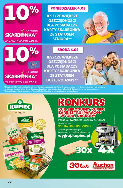 Auchan - gazetka promocyjna Gazetka 30 Lat Hipermarket Auchan od środy 29.04 do środy 06.05 - strona 22