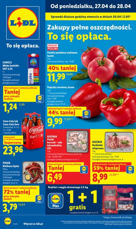 Lidl - gazetka promocyjna Oferta od poniedziałku od poniedziałku 27.04 do wtorku 28.04