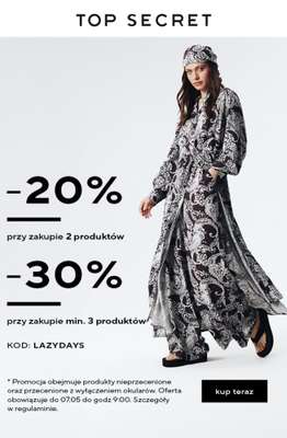 Top Secret - gazetka promocyjna -30% przy zakupie 3 szt. od wtorku 28.04 do czwartku 07.05