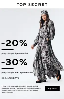 Top Secret - gazetka promocyjna -30% przy zakupie 3 szt. od wtorku 28.04 do czwartku 07.05