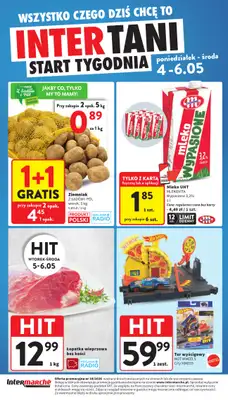 Intermarche - gazetka promocyjna Intertani start tygodnia od poniedziałku 04.05 do środy 06.05