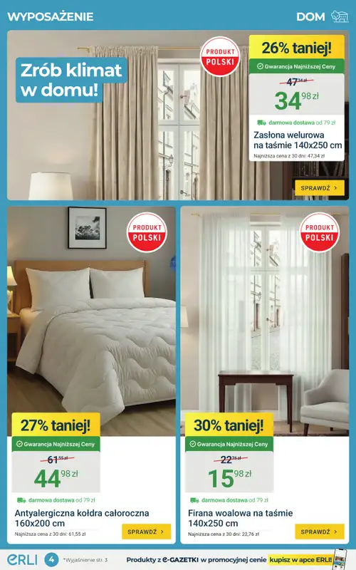 ERLI - gazetka promocyjna Urządzaj dom z najlepszymi okazjami na ERLI! od czwartku 30.04 do niedzieli 03.05 - strona 4