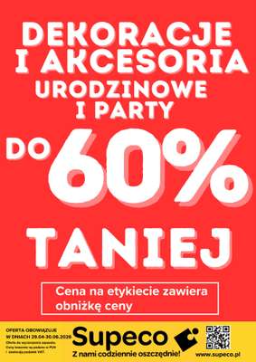 Supeco - gazetka promocyjna Dekoracje i akcesoria urodzinowe i party od środy 29.04 do wtorku 30.06