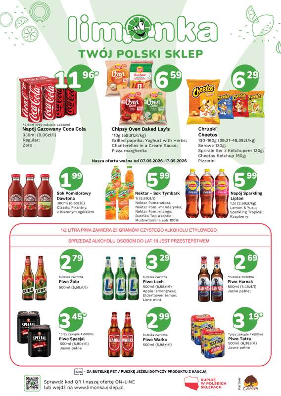 Limonka - gazetka promocyjna Plakaty promocyjne od czwartku 07.05 do niedzieli 17.05