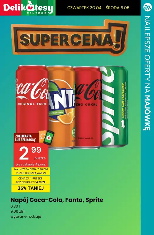 Majówka - gazetka promocyjna Najlepsze oferty na NAPOJE I PRZEKĄSKI! od środy 29.04 do soboty 02.05 - strona 13