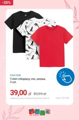 Smyk - gazetka promocyjna -50% na drugi, tańszy produkt : t-shirty, body i bielizny od środy 29.04 do czwartku 30.04 - strona 3