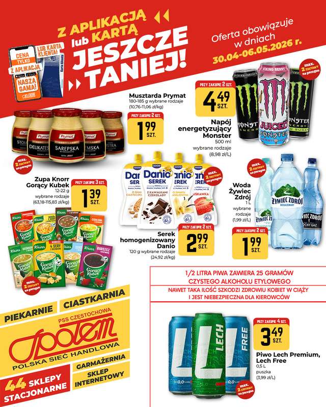 Społem Częstochowa - gazetka promocyjna Plakaty promocyjne od czwartku 30.04 do środy 06.05