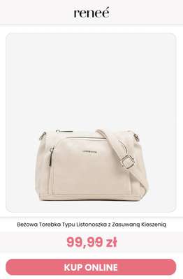 Beżowa Torebka Typu Listonoszka z Zasuwaną Kieszenią