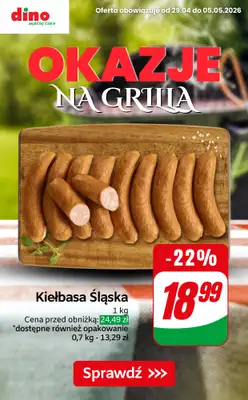 Dino - gazetka promocyjna OKAZJE na grilla! od czwartku 30.04 do wtorku 05.05