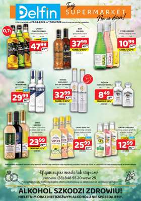 Delfin - gazetka promocyjna Ulotka alkoholowa  do niedzieli 17.05