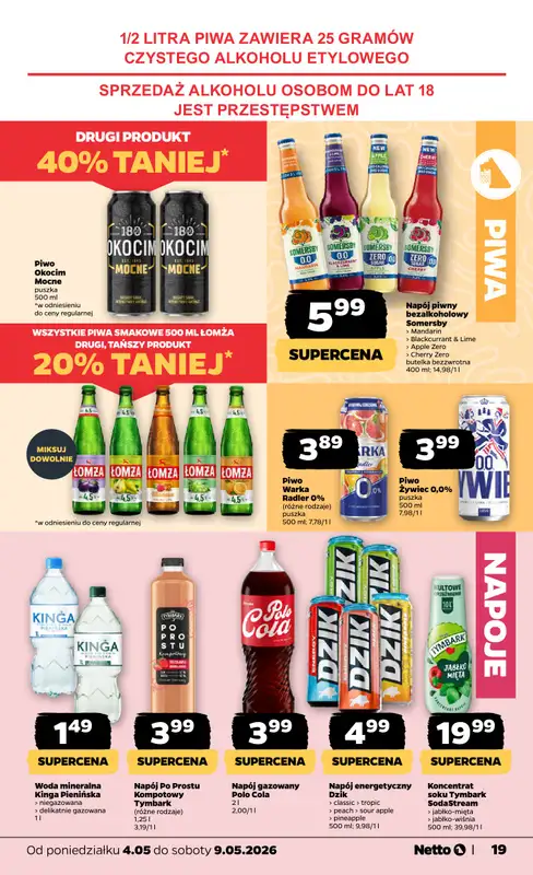Netto - gazetka promocyjna Gazetka spożywcza od poniedziałku 04.05 do soboty 09.05 - strona 19