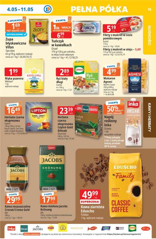Leclerc - gazetka promocyjna Oferta E.Leclerc I Tanio to tu! od poniedziałku 04.05 do poniedziałku 11.05 - strona 15