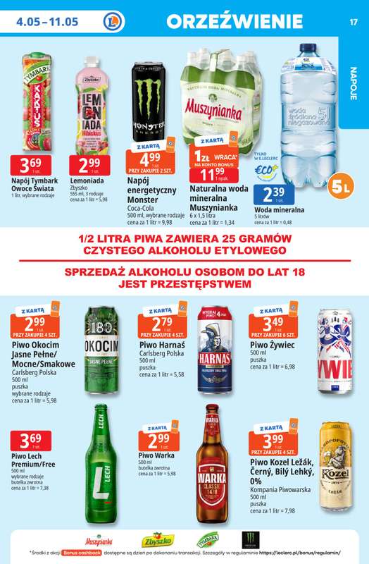 Leclerc - gazetka promocyjna Oferta E.Leclerc I Tanio to tu! od poniedziałku 04.05 do poniedziałku 11.05 - strona 17