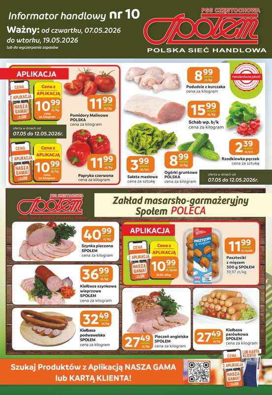 Społem Częstochowa - gazetka promocyjna Gazetka od czwartku 07.05 do wtorku 19.05