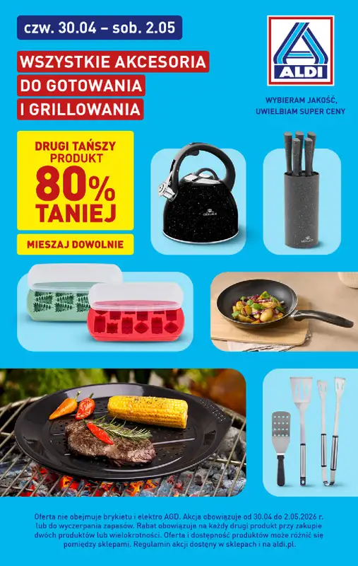 Aldi - gazetka promocyjna Akcesoria do gotowania i grillowania w super cenach Aldi!  